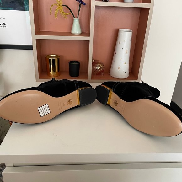 CHARLOTTE OLYMPIA Black Velvet Cat Embroidered Ankle Boots Size 38.5 - Picture 6 of 8